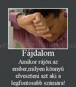 Fájdalom Fájdalom
Amikor rájön az ember,milyen könnyű elveszteni azt aki a legfontosabb számára!