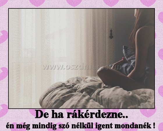 De ha rákérdezne..
 
én még mindig szó nélkül igent mondanék ! 