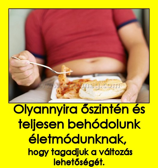Olyannyira őszintén és teljesen behódolunk életmódunknak, Olyannyira őszintén és teljesen behódolunk életmódunknak,
hogy tagadjuk a változás lehetőségét.