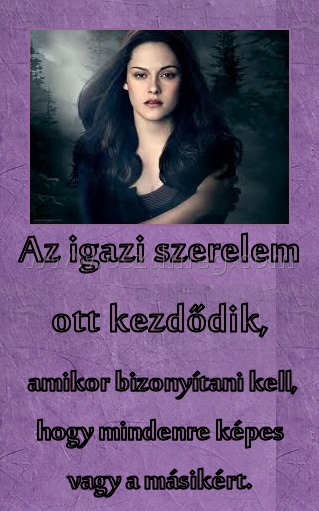 Az igazi szerelem ott kezdődik, Az igazi szerelem ott kezdődik,
amikor bizonyítani kell, hogy mindenre képes vagy a másikért.