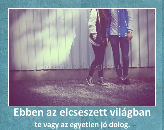 Ebben az elcseszett világban
 
te vagy az egyetlen jó dolog.