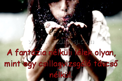 A fantázia nélküli lélek A fantázia nélküli lélek
A fantázia nélküli lélek olyan, mint egy csillagvizsgáló távcső nélkül.