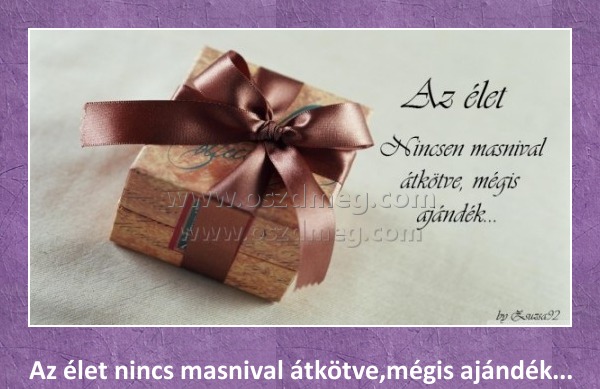 Az élet
 
Az élet nincs masnival átkötve,mégis ajándék...