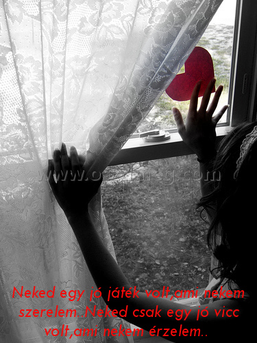 Neked egy jó játék volt
 
Neked egy jó játék volt,ami nekem szerelem..Neked csak egy jó vicc volt,ami nekem érzelem.. 