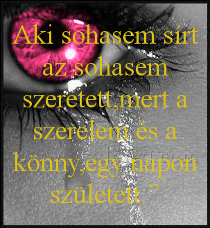 Aki sohasem sírt az Aki sohasem sírt az
Aki sohasem sírt az sohasem szeretett,mert a szerelem és a könny,egy napon született.”