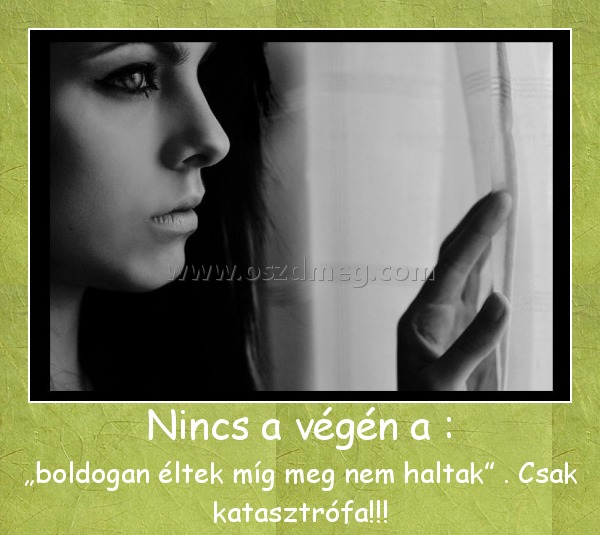 Nincs a végén a :
 
„boldogan éltek míg meg nem haltak” . Csak katasztrófa!!!