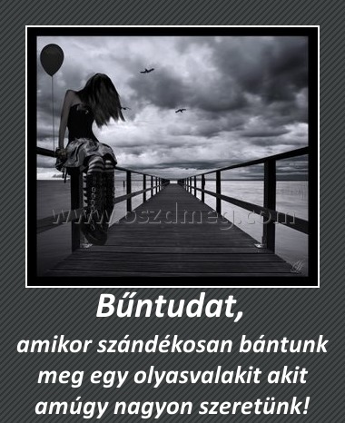 Bűntudat, Bűntudat,
amikor szándékosan bántunk meg egy olyasvalakit akit amúgy nagyon szeretünk!