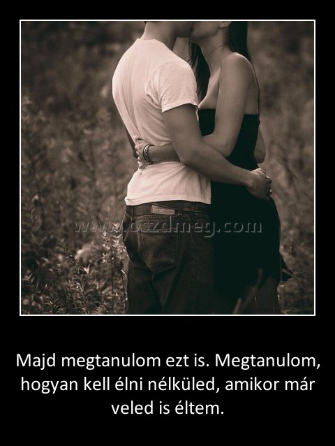 Majd megtanulom ezt is Majd megtanulom ezt is
Majd megtanulom ezt is. Megtanulom, hogyan kell élni nélküled, amikor már veled is éltem.