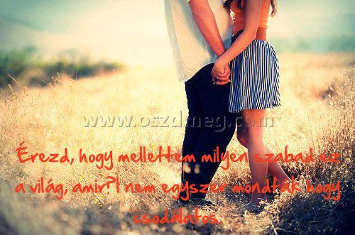 Érezd
 
Érezd, hogy mellettem milyen szabad ez a világ, amiről nem egyszer mondták hogy csodálatos.