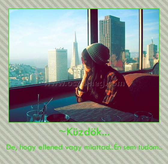 ~Küzdök...
 
De, hogy ellened vagy miattad..Én sem tudom..