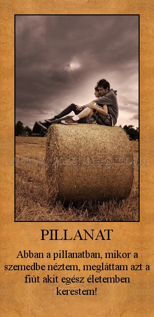 PILLANAT
 
Abban a pillanatban, mikor a szemedbe néztem, megláttam azt a fiút akit egész életemben kerestem!
