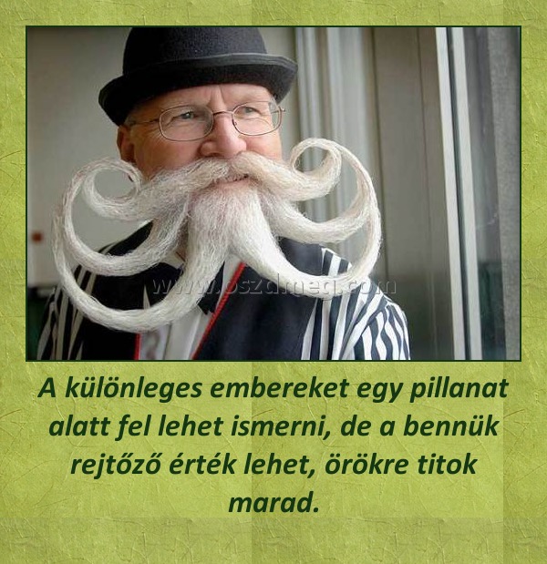 A különleges embereket egy pillanat alatt fel lehet ismerni, de a bennük rejtőző érték lehet, örökre titok marad. A különleges embereket egy pillanat alatt fel lehet ismerni, de a bennük rejtőző érték lehet, örökre titok marad.