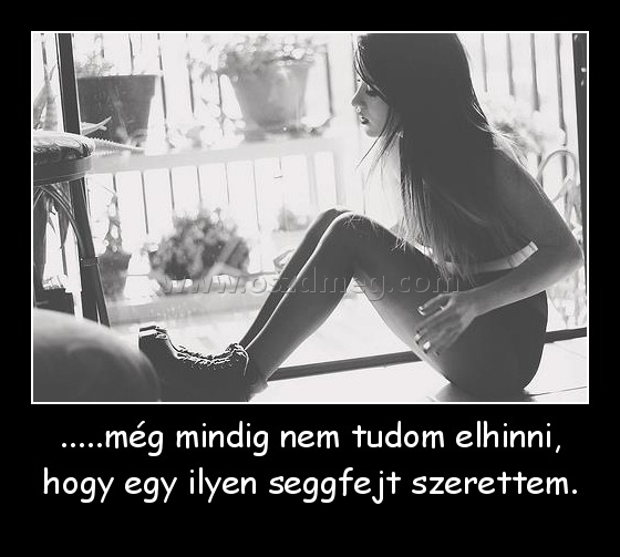 .....még mindig nem tudom elhinni, hogy egy ilyen seggfejt szerettem.
 
