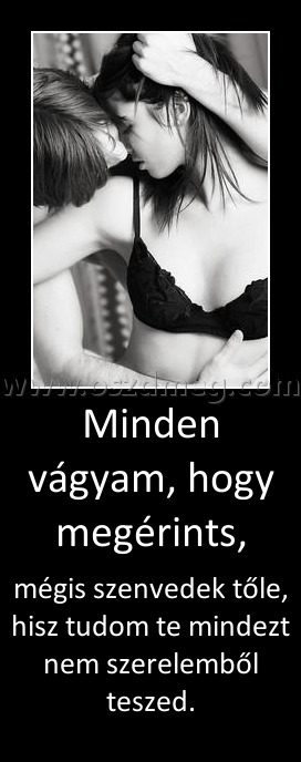 Minden vágyam, hogy megérints,
 
mégis szenvedek tőle, hisz tudom te mindezt nem szerelemből teszed.