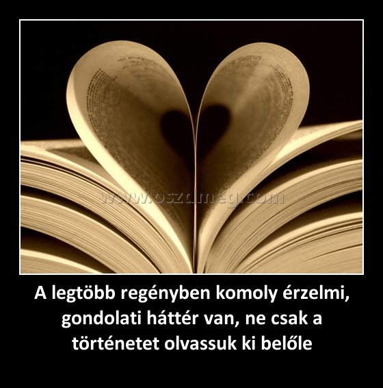 A legtöbb regényben komoly érzelmi, gondolati háttér van, ne csak a történetet olvassuk ki belőle
 
