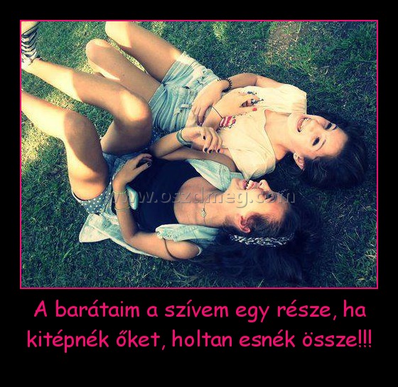 A barátaim a szívem egy része, ha kitépnék őket, holtan esnék össze!!!
 
