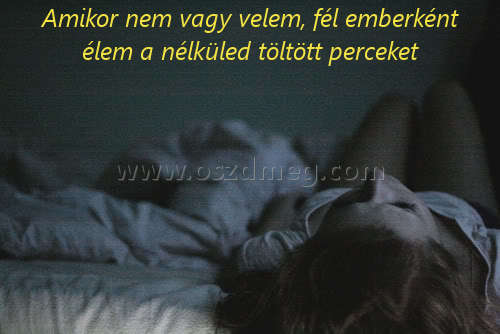 Amikor nem vagy velem Amikor nem vagy velem
Amikor nem vagy velem, fél emberként élem a nélküled töltött perceket