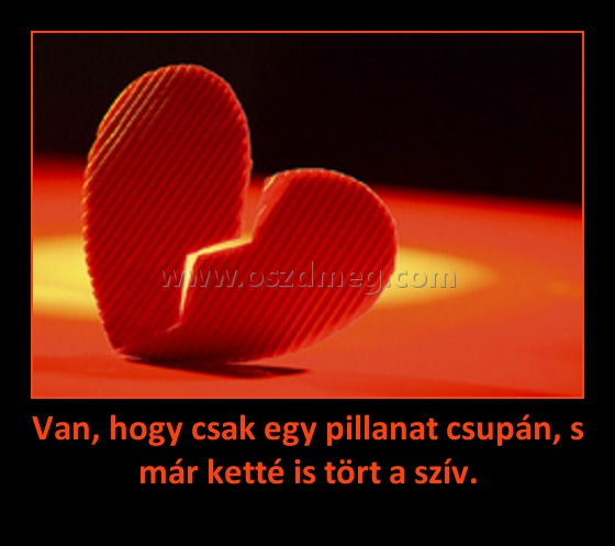 Van, hogy csak egy pillanat csupán, s már ketté is tört a szív.
 
