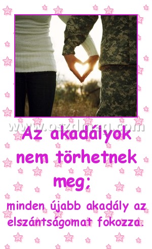Az akadályok nem törhetnek meg; 
 
minden újabb akadály az elszántságomat fokozza.