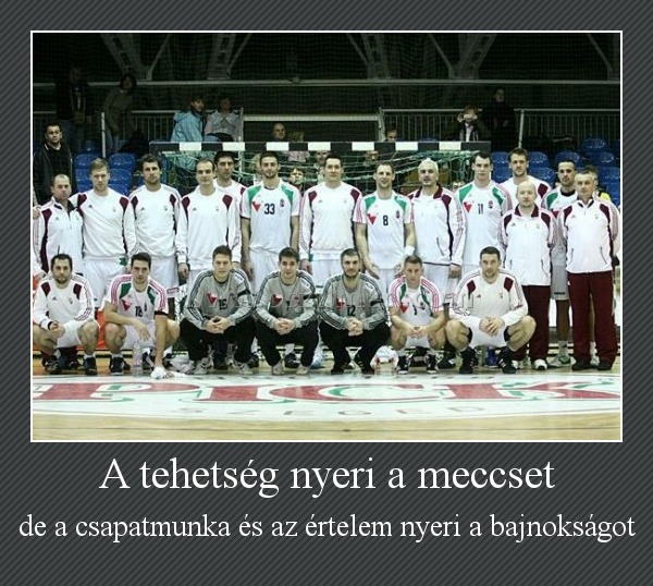 A tehetség nyeri a meccset
 
de a csapatmunka és az értelem nyeri a bajnokságot