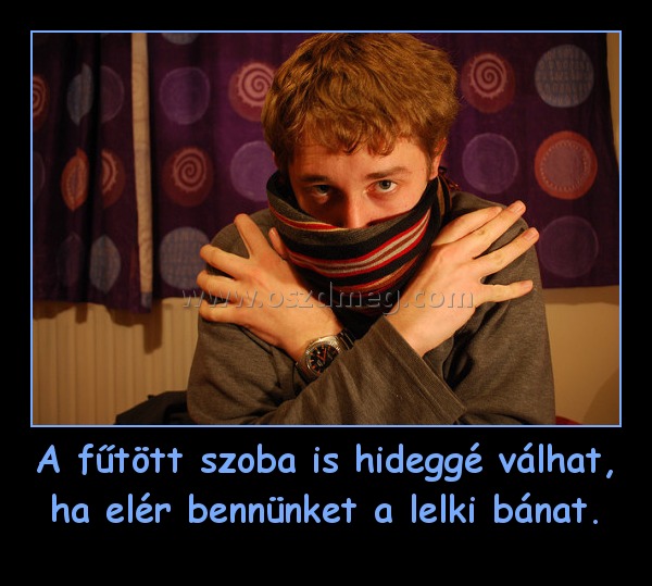 A fűtött szoba is hideggé válhat, ha elér bennünket a lelki bánat.
 
