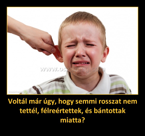 Voltál már úgy, hogy semmi rosszat nem tettél, félreértettek, és bántottak miatta? Voltál már úgy, hogy semmi rosszat nem tettél, félreértettek, és bántottak miatta?