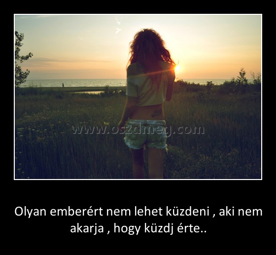 
 
Olyan emberért nem lehet küzdeni , aki nem akarja , hogy küzdj érte..