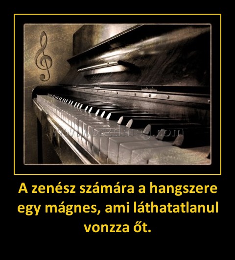A zenész számára a hangszere egy mágnes, ami láthatatlanul vonzza őt. A zenész számára a hangszere egy mágnes, ami láthatatlanul vonzza őt.