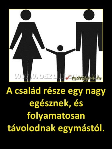 A család része egy nagy egésznek, és folyamatosan távolodnak egymástól. A család része egy nagy egésznek, és folyamatosan távolodnak egymástól.