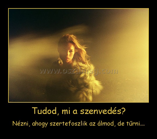  Tudod, mi a szenvedés? 
 
Nézni, ahogy szertefoszlik az álmod, de tűrni....