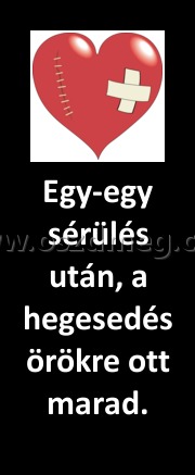 Egy-egy sérülés után, a hegesedés örökre ott marad. Egy-egy sérülés után, a hegesedés örökre ott marad.